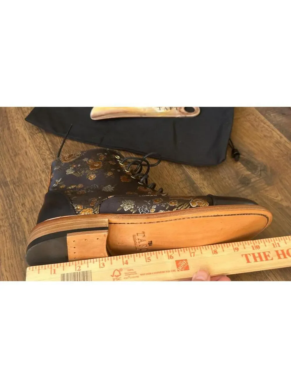 Taft Floral Sz 5 Jack Cap Toe Leather Ankle Boots NEW W/BOX Handcrafted SPAIN - Picture 10 of 12